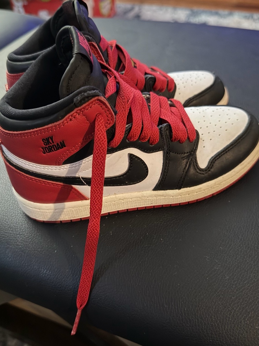 Jordan Kids Mid-Top Sneakers in Black, White & Red